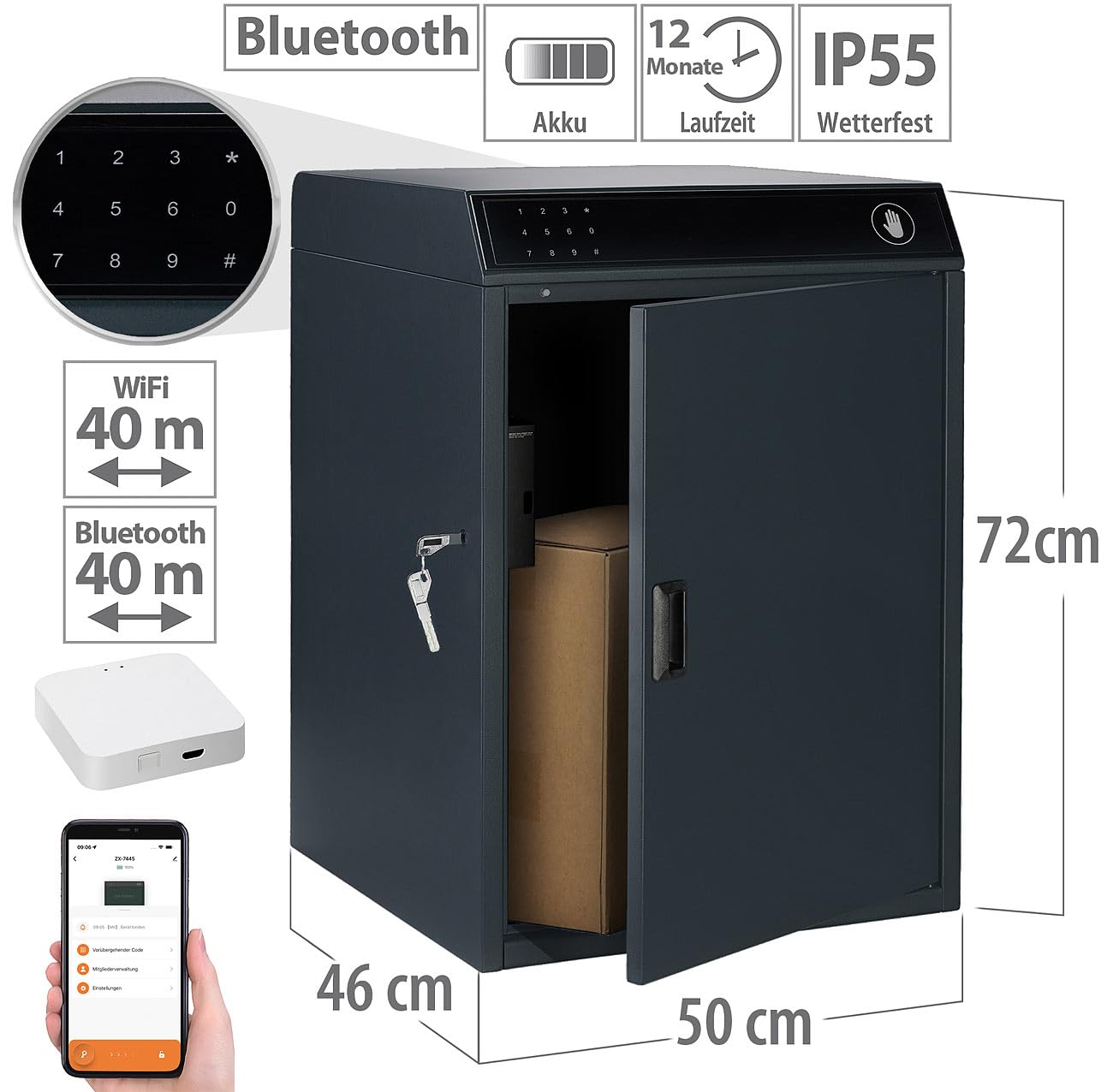 agt-smarte-paketbox-stahl-pin-app-46x72x50-cm-schwarz image 3