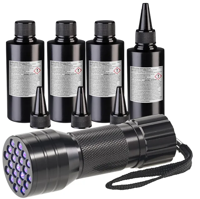 agt-uv-resin-kristallklar-4x50-g-set-mit-uv-lampe image 1