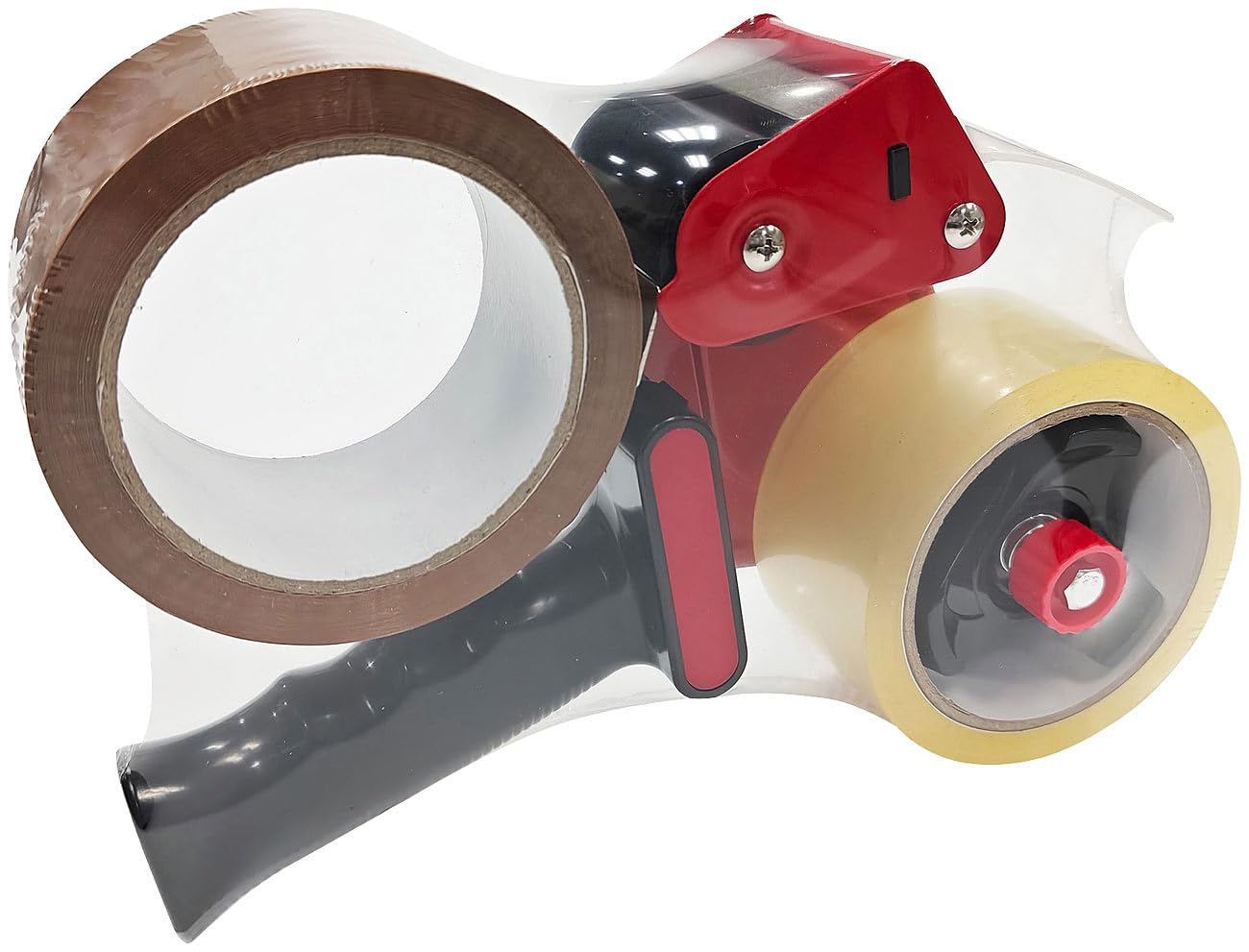 agt-paketband-handabroller-2er-set-braun-transparent-4-rollen image 5