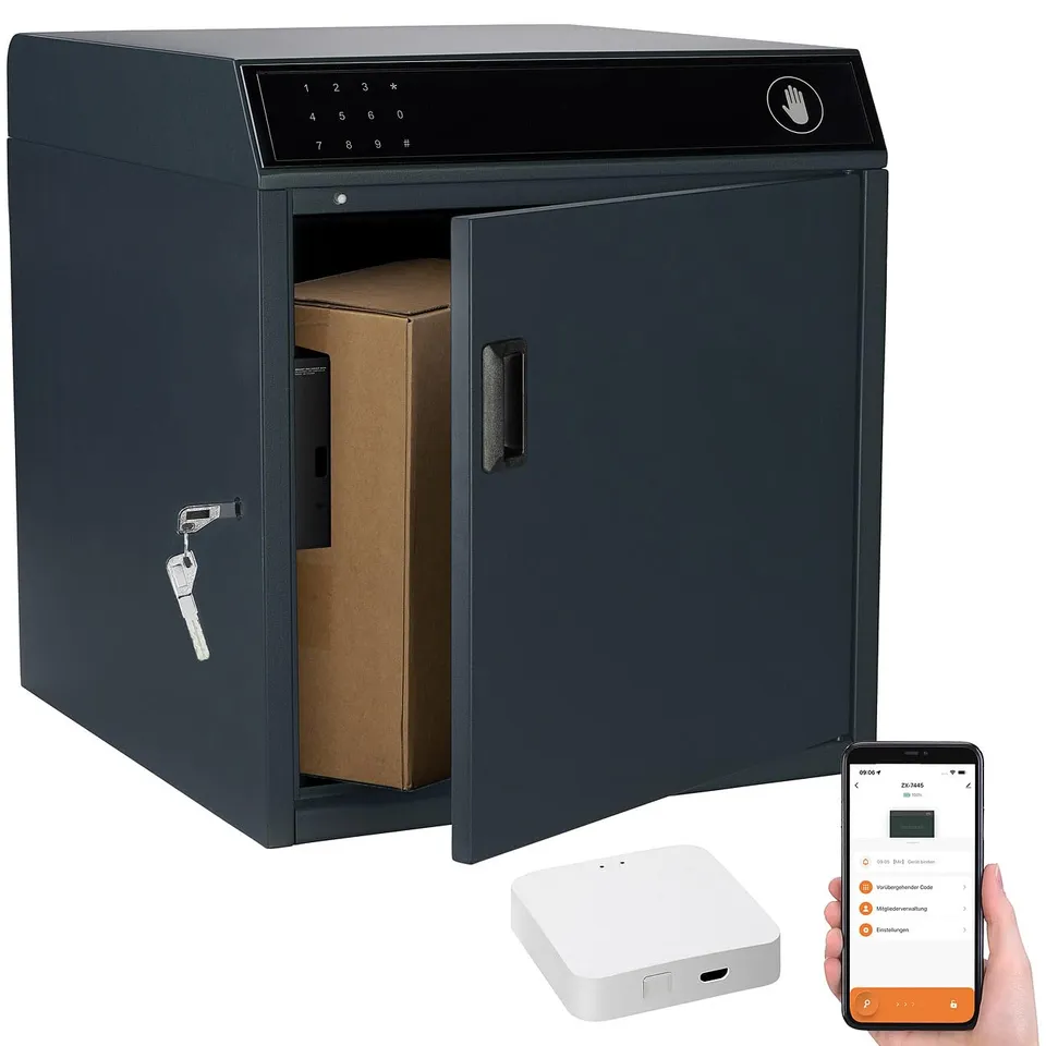 agt-paketbriefkasten-stahl-wlan-gateway-pin-app-schwarz-46-cm image 1