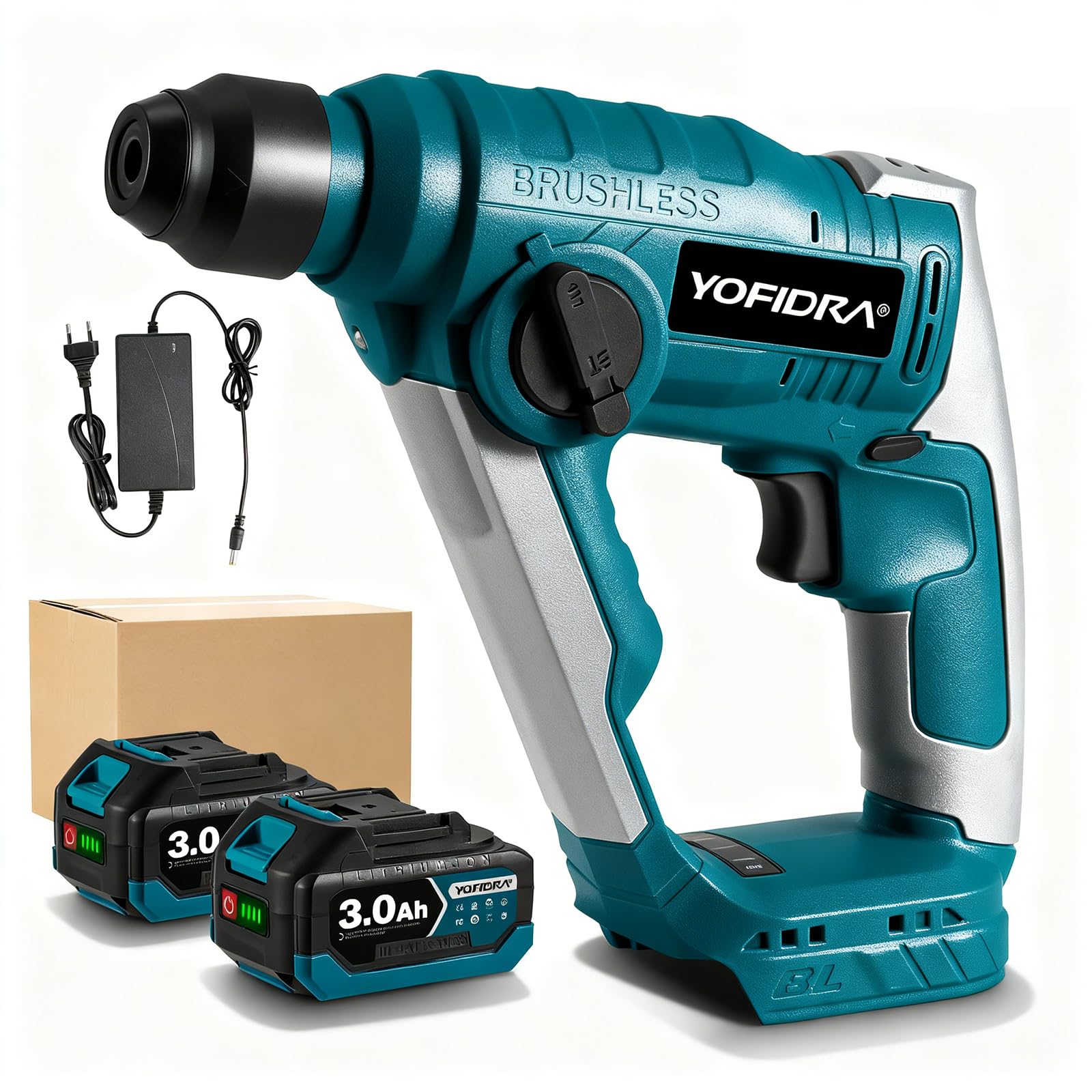 yofidra-21v-mini-bohrhammer-sds-plus-2-0j-brushless-2x3-0ah image 1
