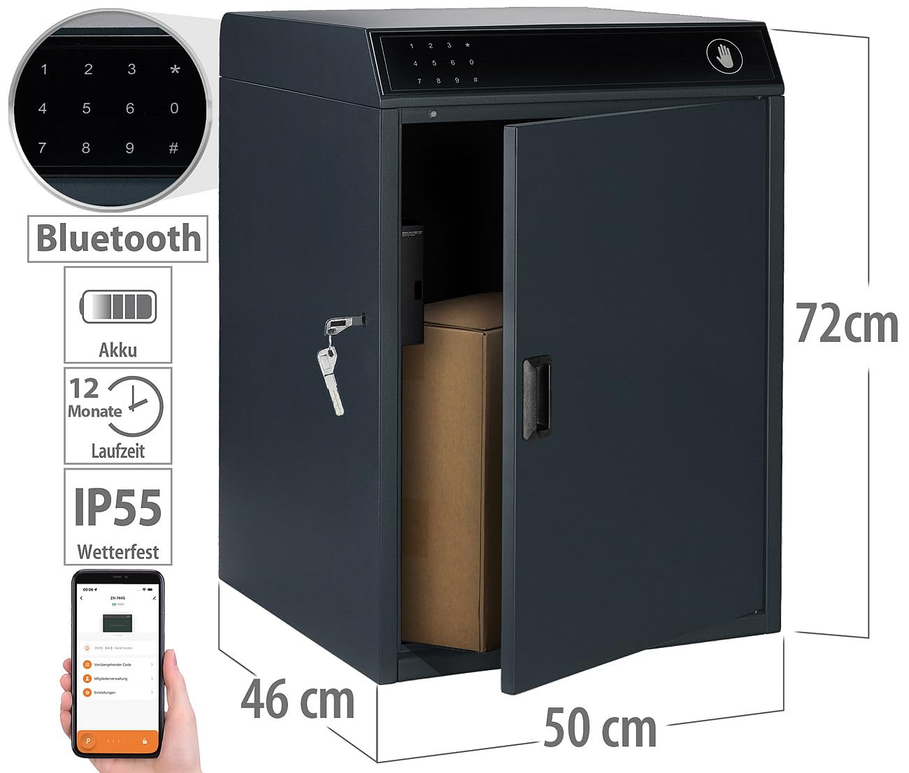 agt-smarte-paketbox-stahl-pin-app-46x72x50-cm-schwarz image 7