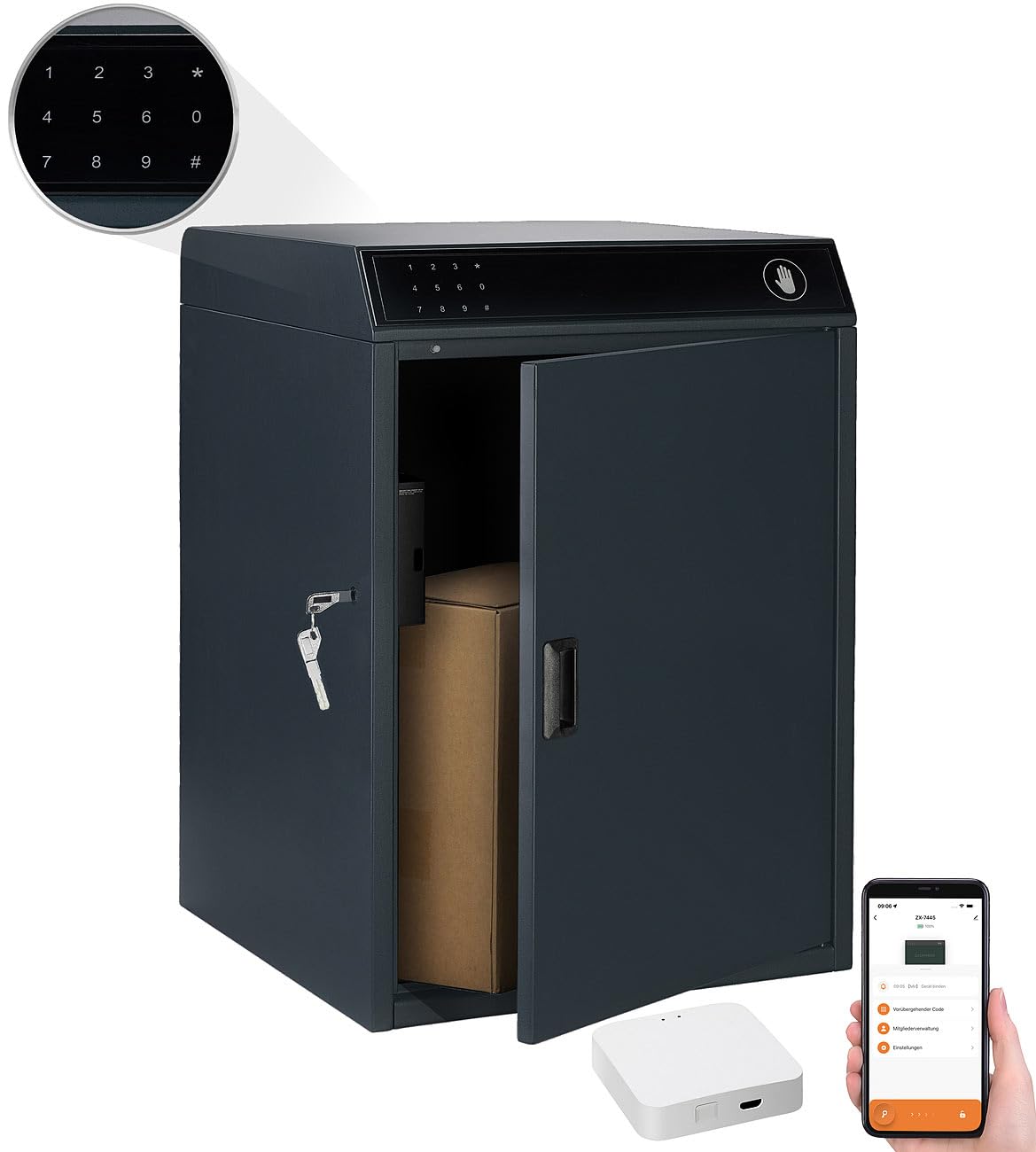 agt-smarte-paketbox-stahl-pin-app-46x72x50-cm-schwarz image 2