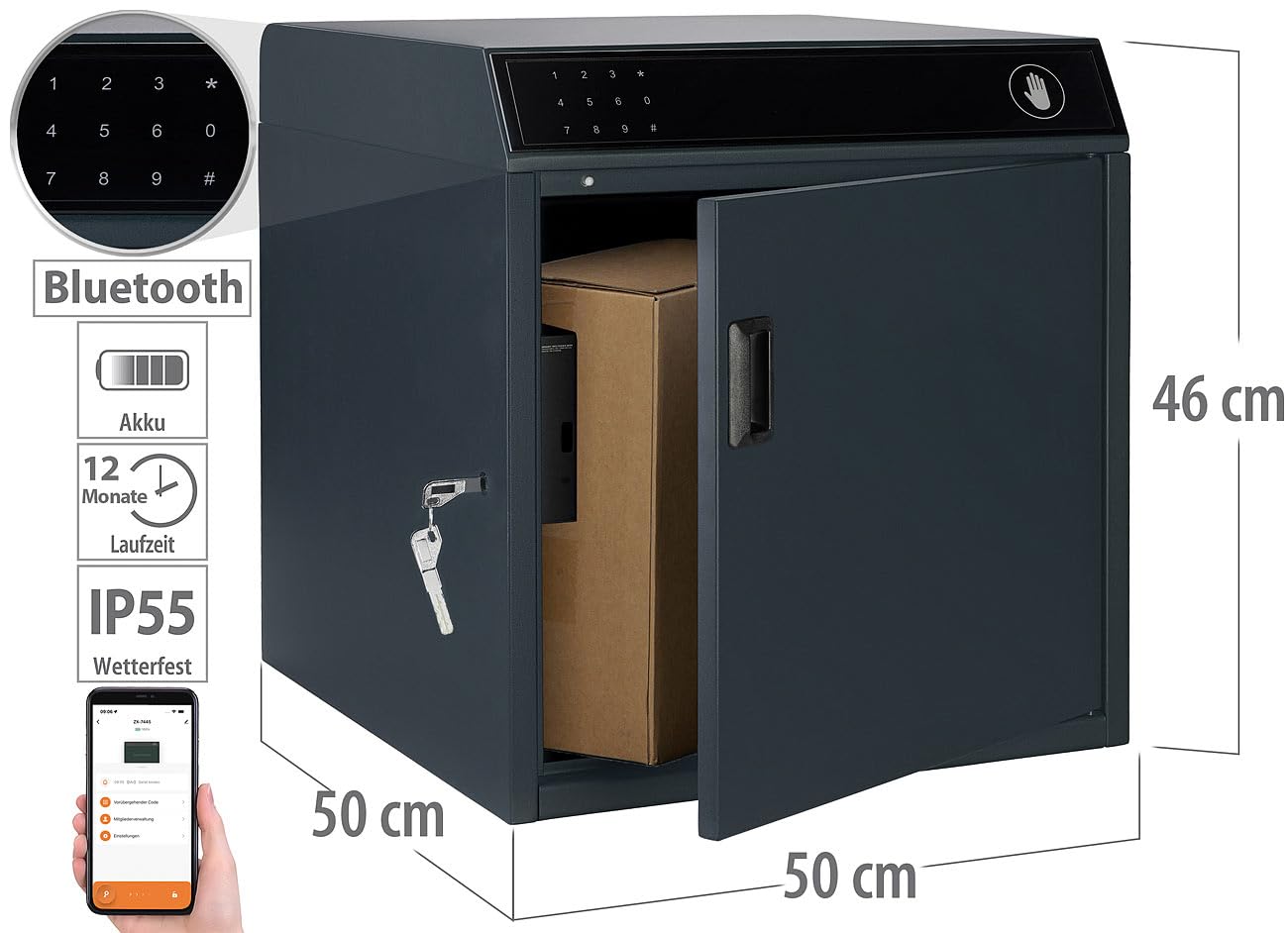 agt-paketbriefkasten-stahl-wlan-gateway-pin-app-schwarz-46-cm image 7