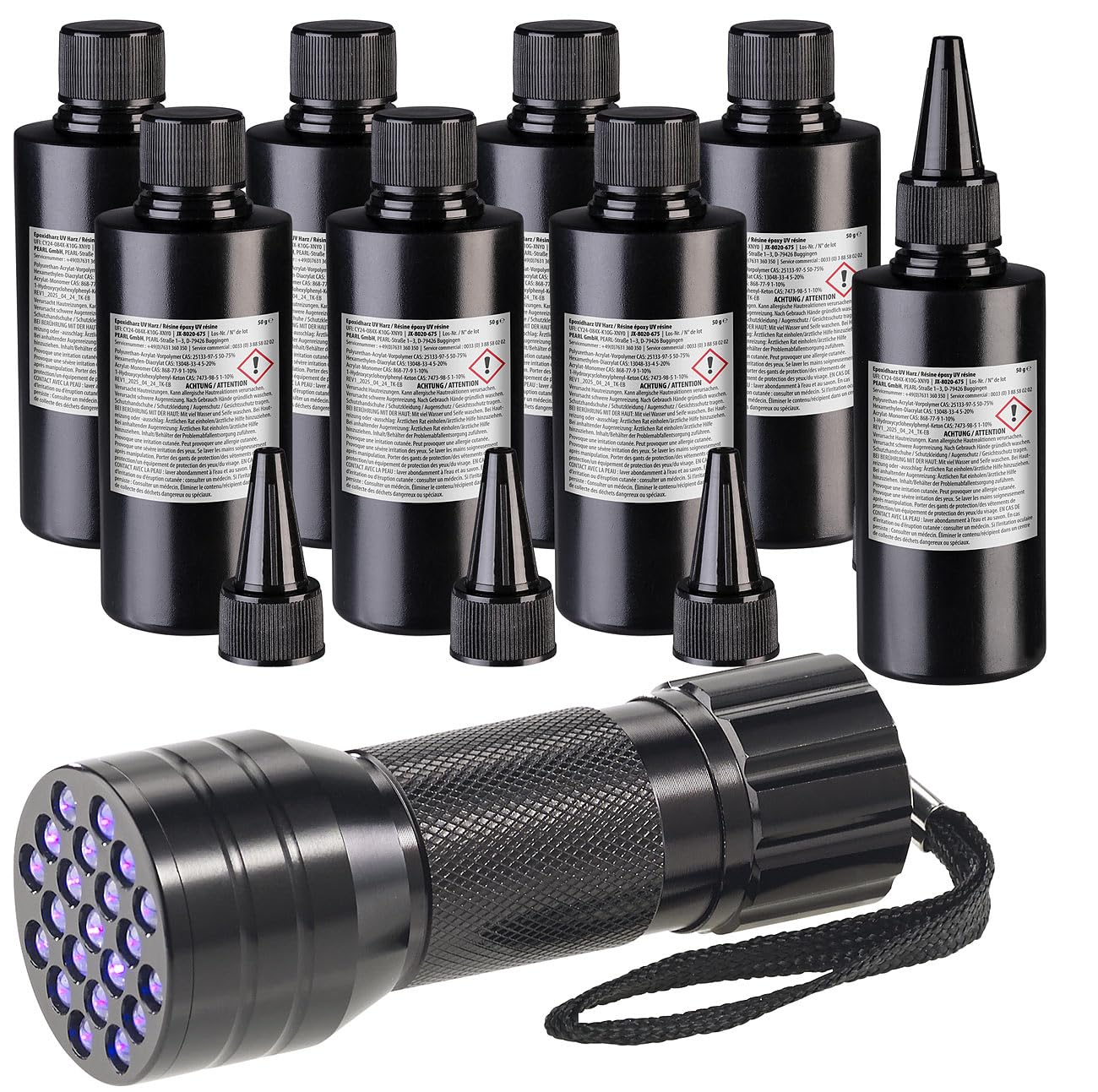 agt-uv-resin-set-kristallklar-8x50g-mit-uv-lampe-taschenlampe image 1