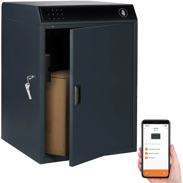 agt-paketbriefkasten-stahl-pin-app-46x72x50cm-schwarz-paketbox image 1