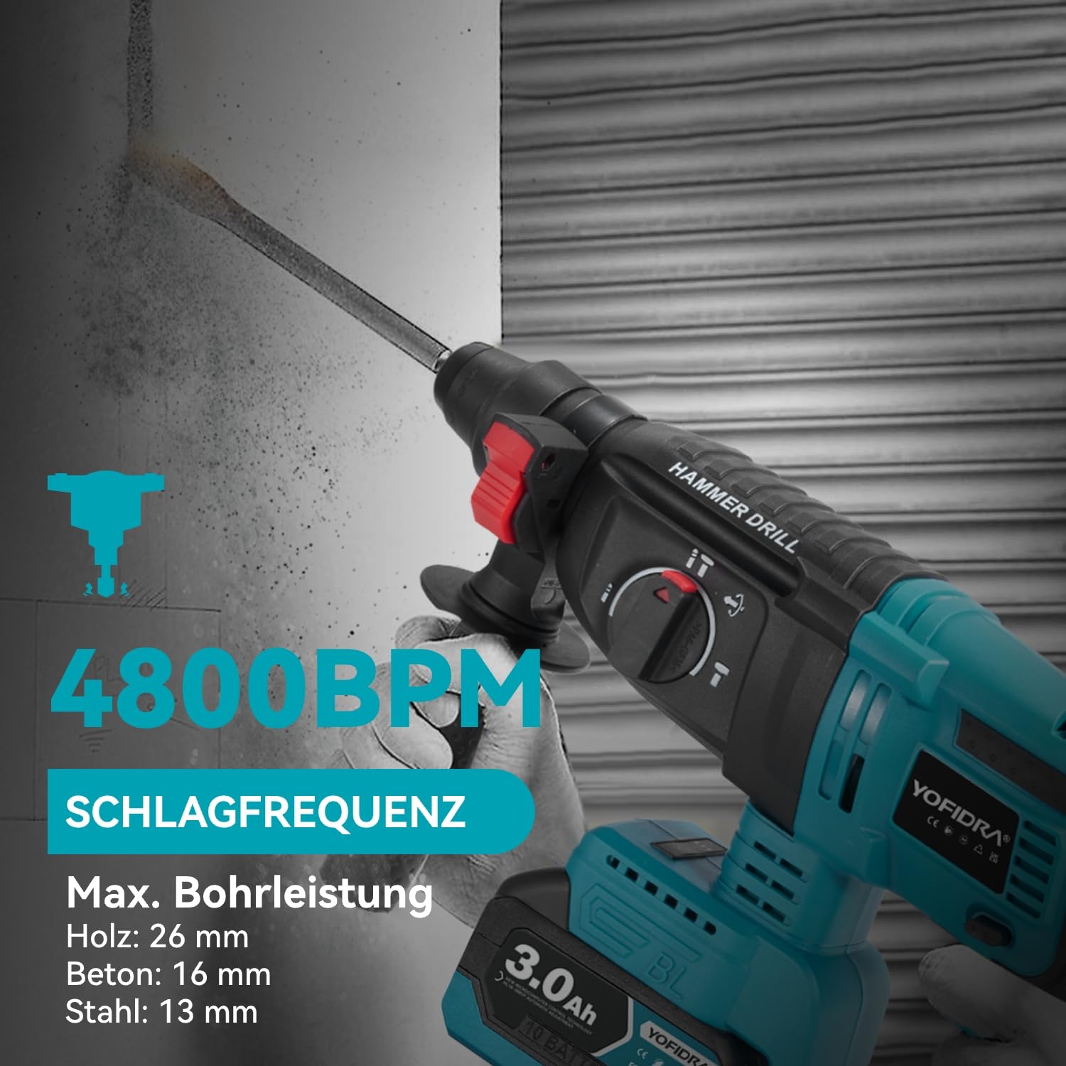 yofidra-18v-akku-bohrhammer-sds-plus-4-in-1-10-tlg-im-koffer image 2
