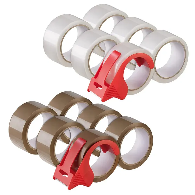 agt-paketband-abroller-2er-set-mit-12-packb-ndern-braun-klar image 1