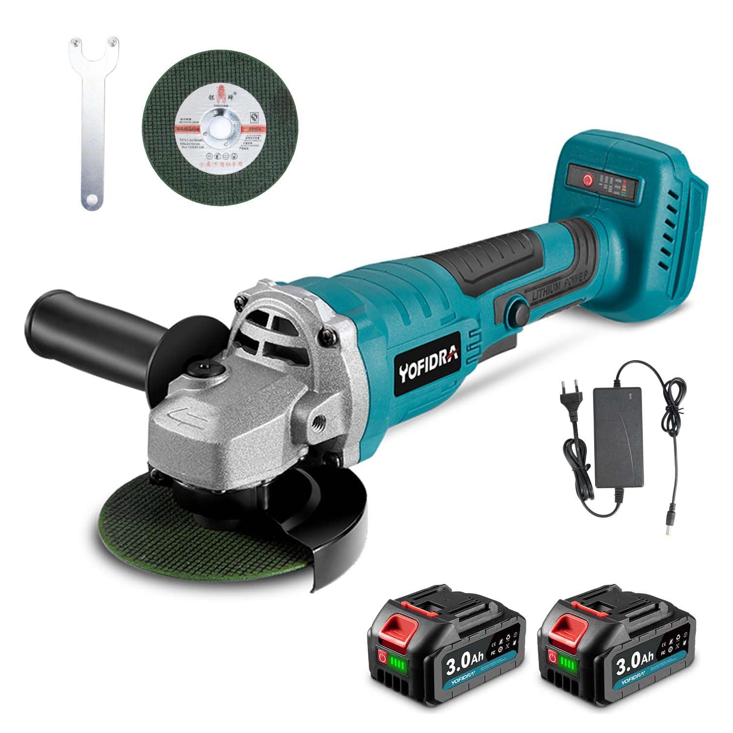yofidra-winkelschleifer-akku-100-mm-brushless-3-gang-2x3ah image 1