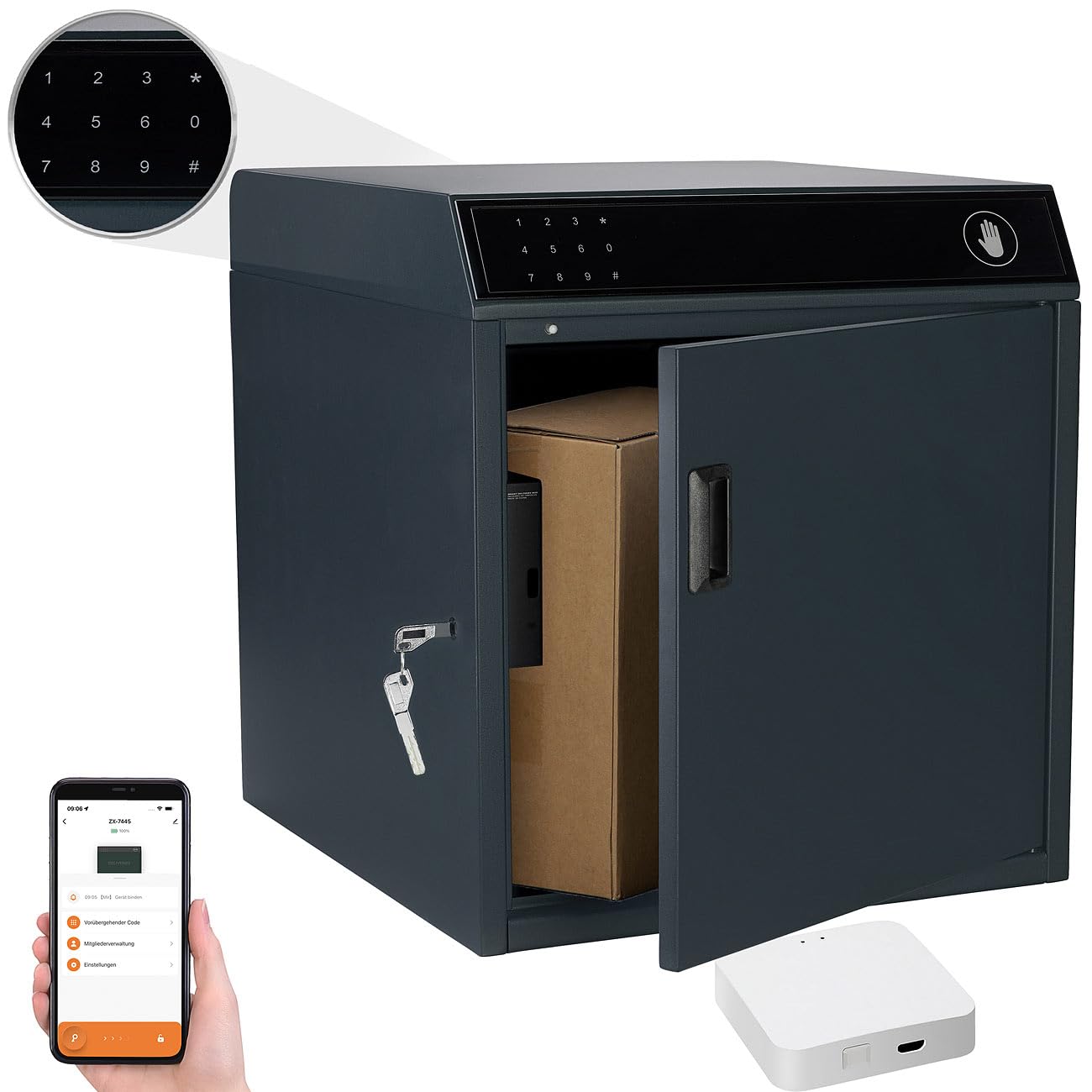 agt-paketbriefkasten-stahl-wlan-gateway-pin-app-schwarz-46-cm image 2