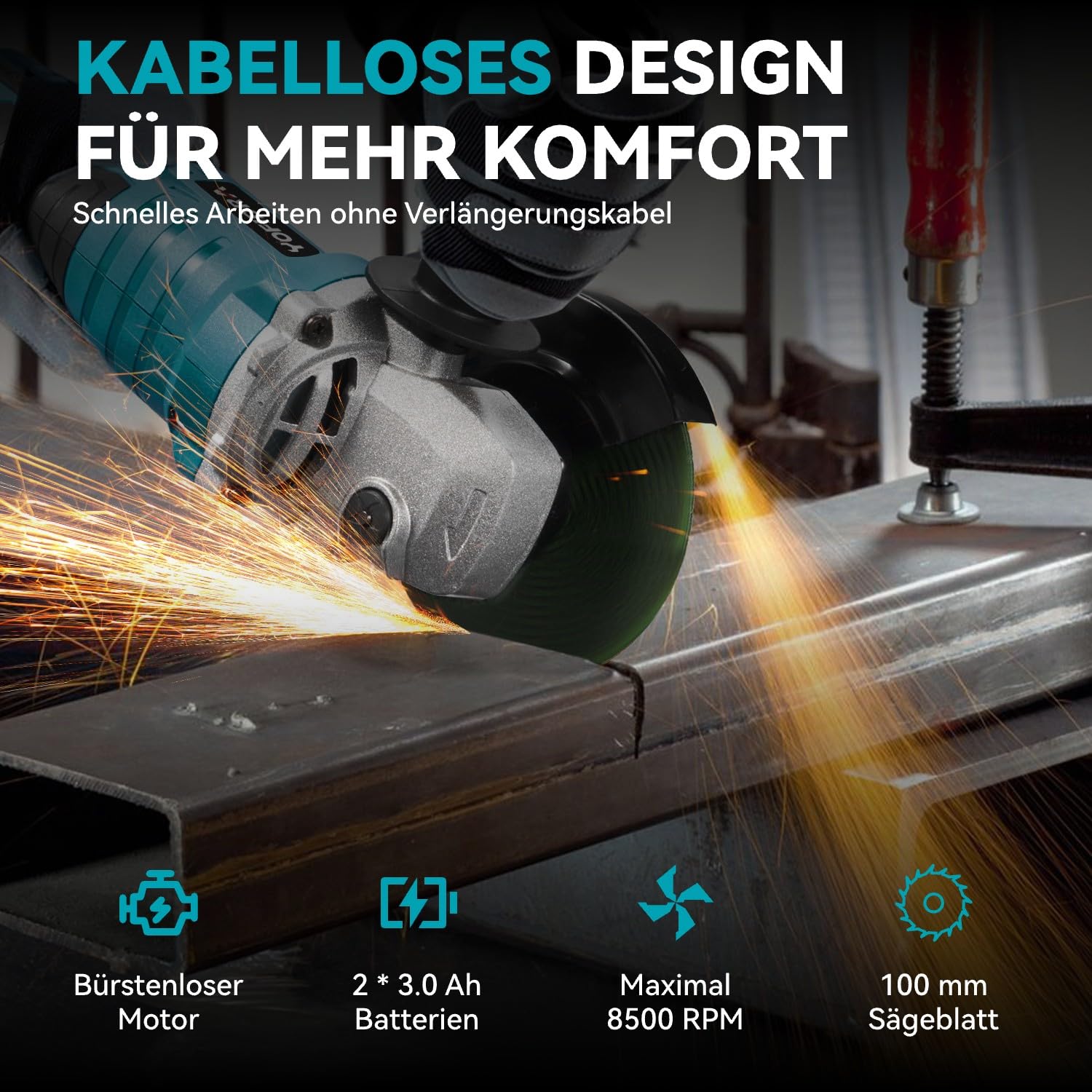 yofidra-winkelschleifer-akku-100-mm-brushless-3-gang-2x3ah image 2