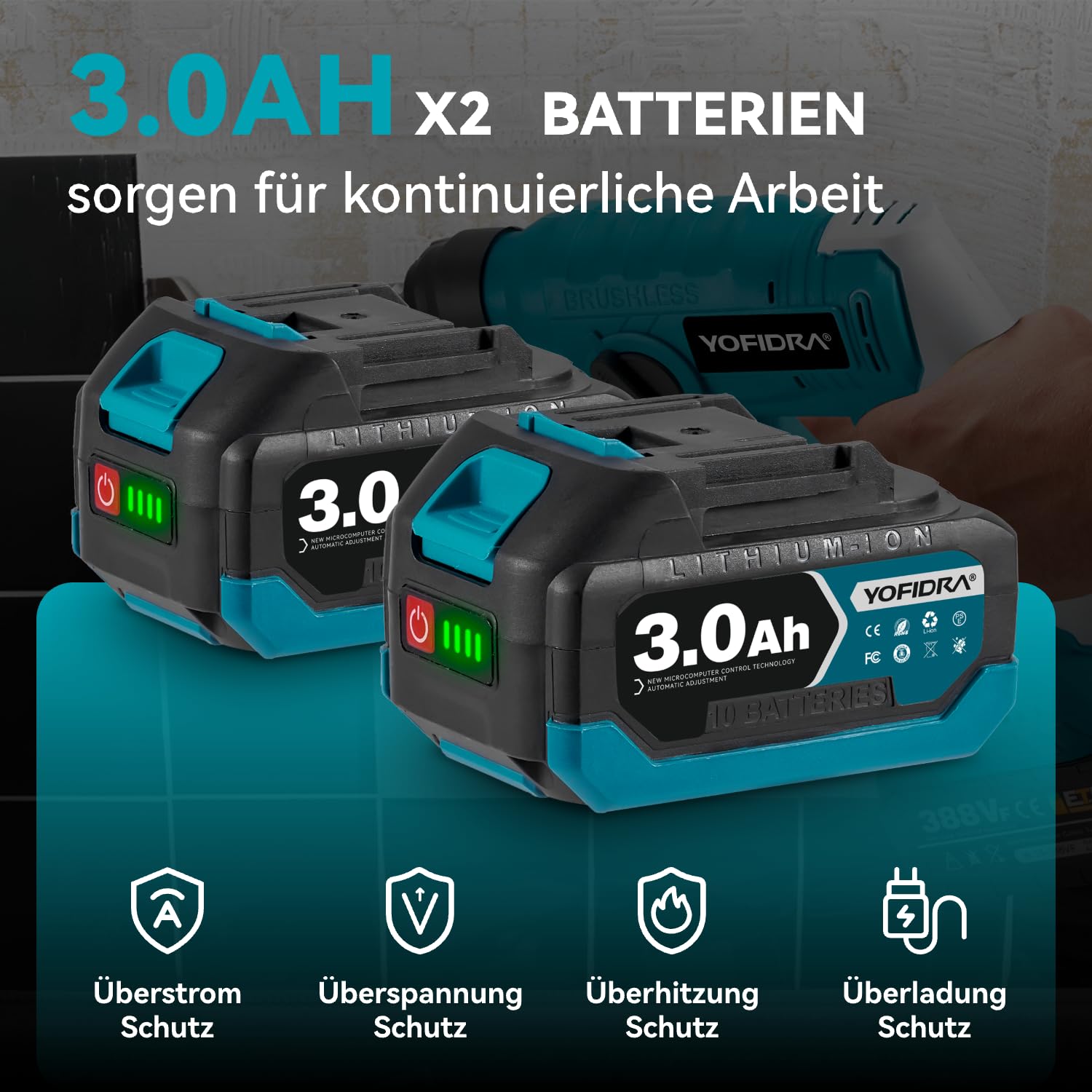 yofidra-21v-mini-bohrhammer-sds-plus-2-0j-brushless-2x3-0ah image 6